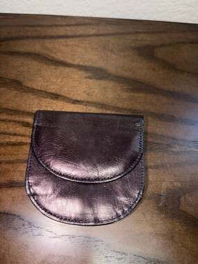 Fiocchi Italy Metallic Purple Leather Snap Compact Wallet Coin Purse